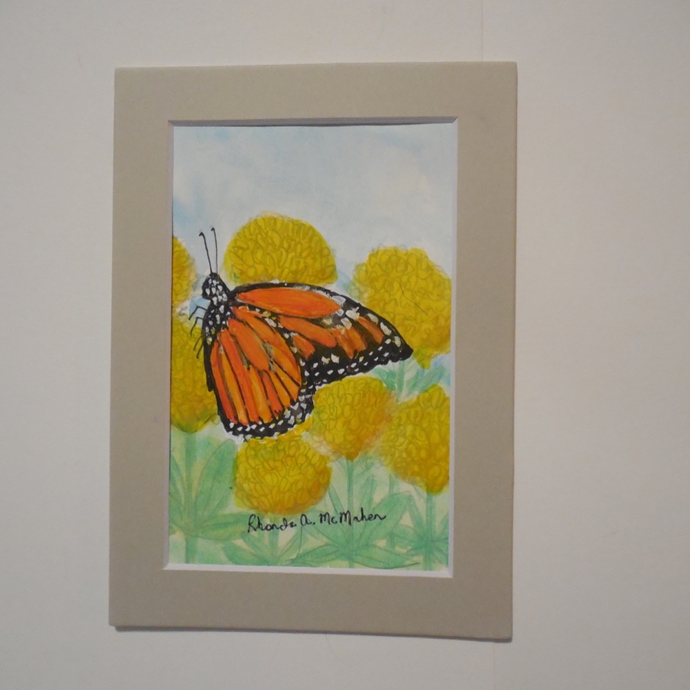Monarch Butterfly on Milkweed Watercolor Original Painting - Picture 5 of 6